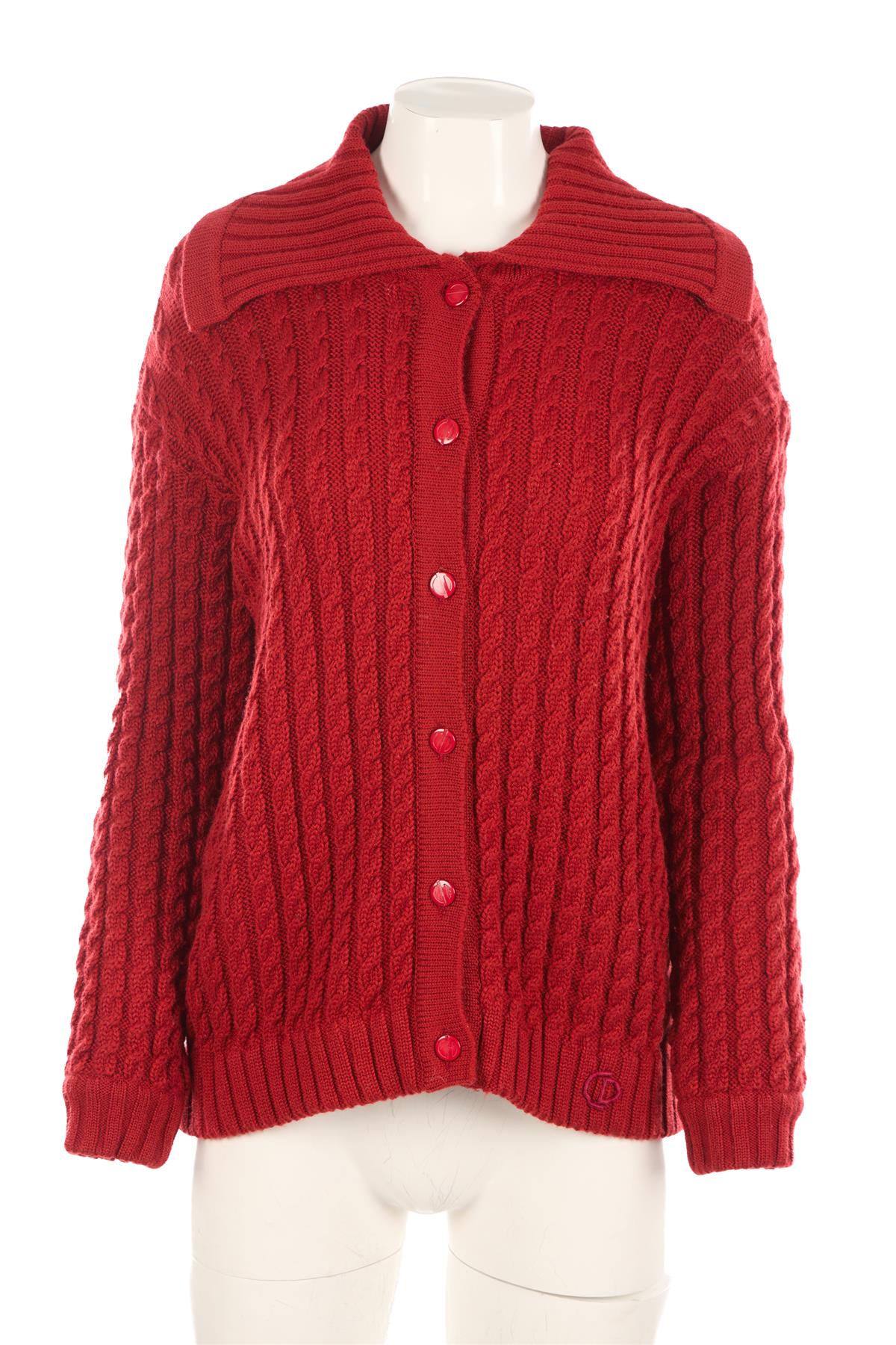 CHRISTIAN DIOR RED VINTAGE WOOL CARDIGAN UK 14