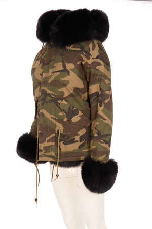 POPPY LONDON GREEN FOX FUR JACKET SMALL