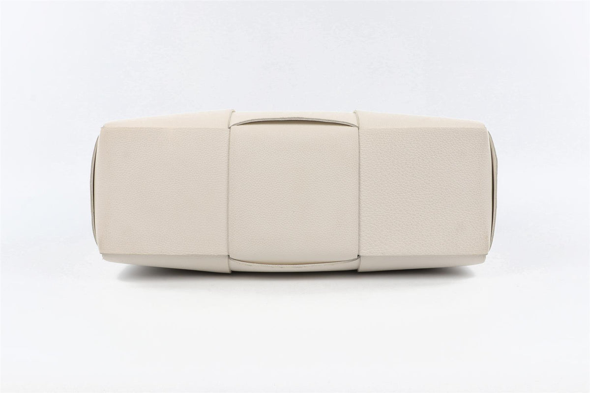 BOTTEGA VENETA WHITE ARCO INTRECCIATO LEATHER TOTE BAG