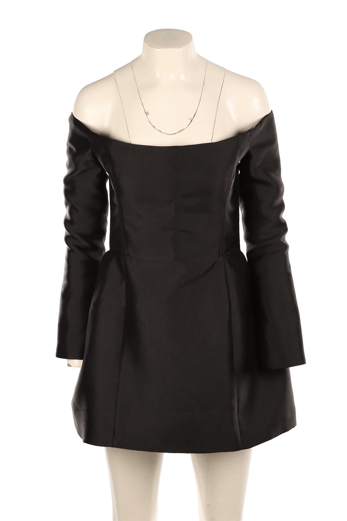 SILVIA ASTORE BLACK SATIN MINI DRESS IT 40 UK 8
