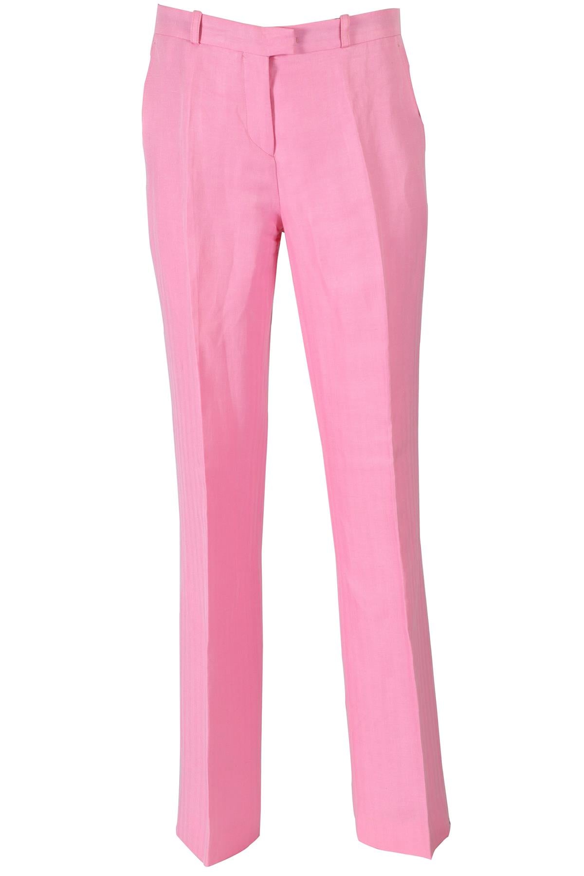 ETRO PINK LINEN STRAIGHT LEG PANTS IT 42 UK 10