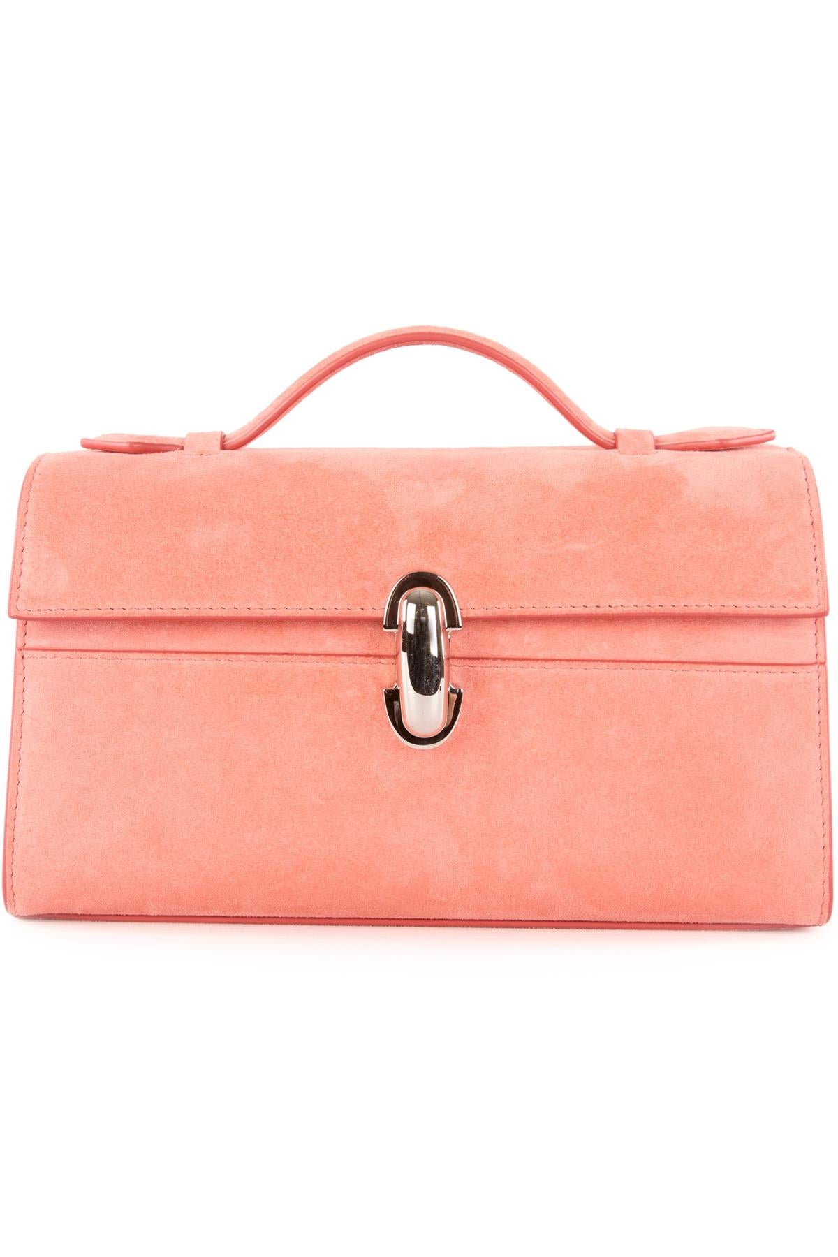 SAVETTE PINK SYMMETRY SUEDE TOTE BAG