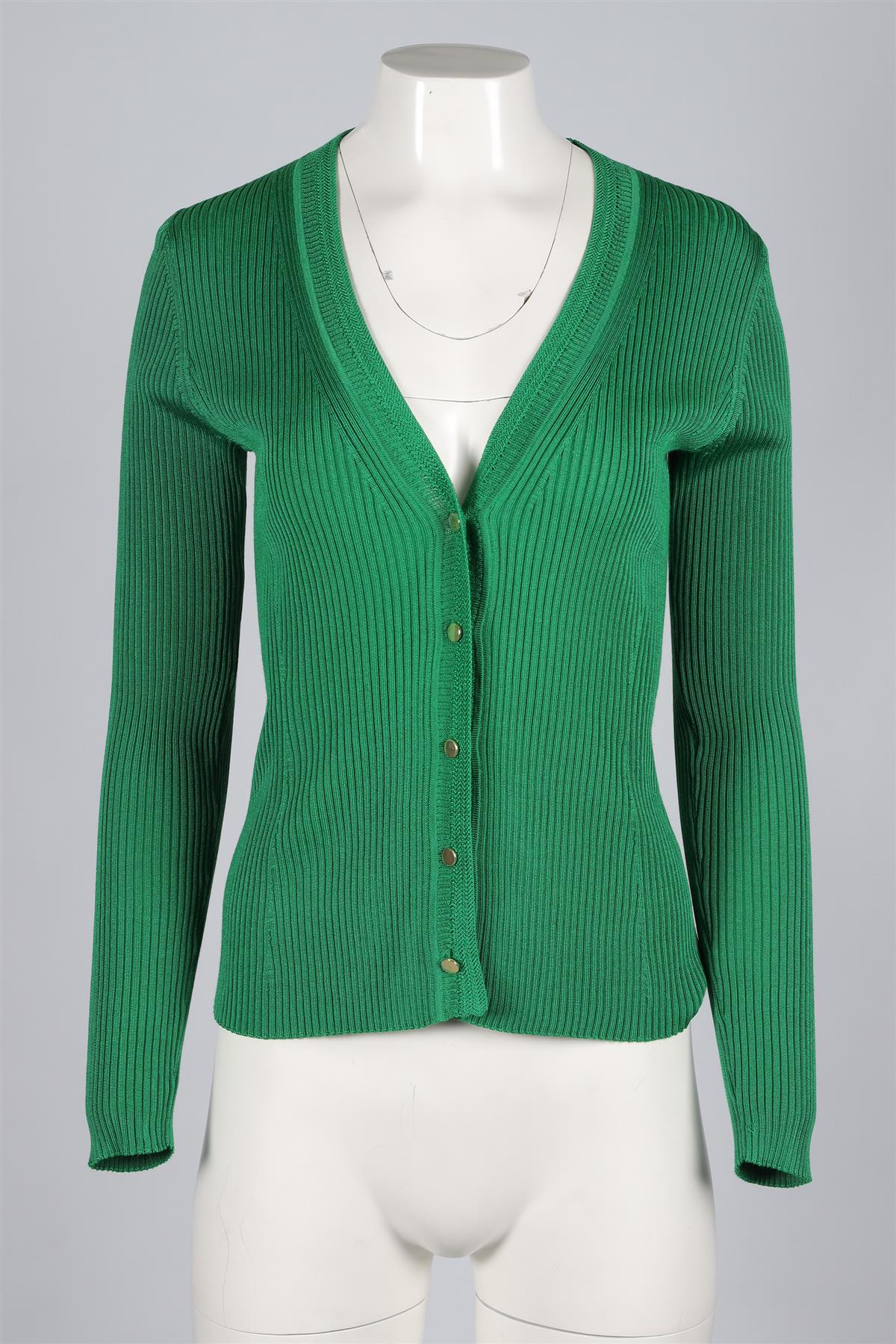 ME+EM GREEN COTTON CARDIGAN MEDIUM