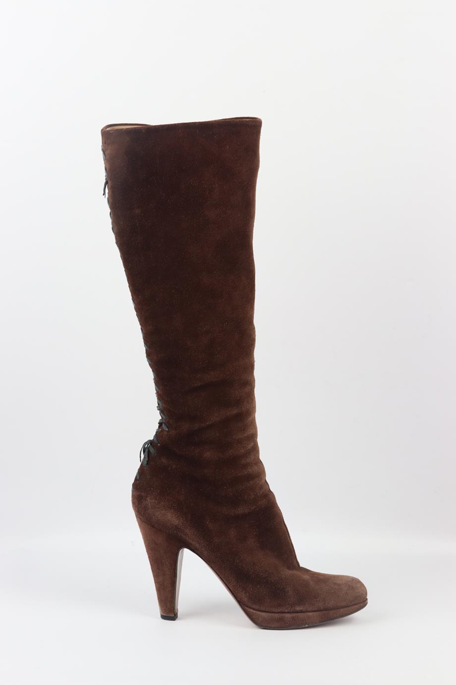 AZZEDINE ALAÏA SUEDE KNEE HIGH BOOTS EU 39.5 UK 6.5 US 9.5