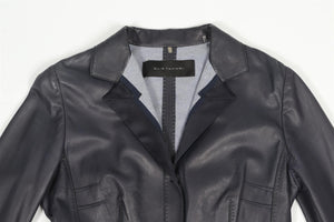 ELIE TAHARI NAVY LEATHER JACKET XSMALL