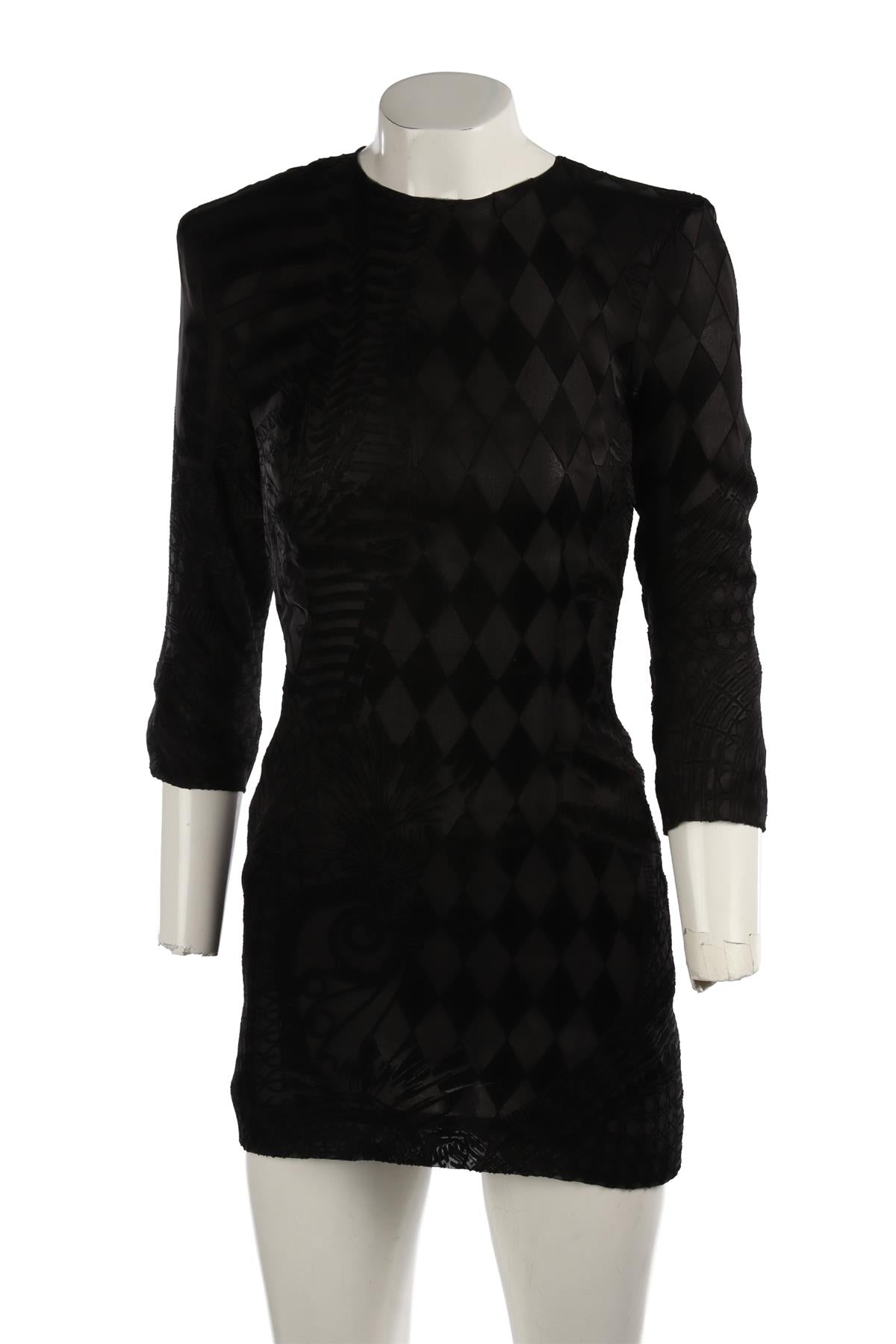 BALMAIN BLACK SILK MINI DRESS FR 40 UK 12