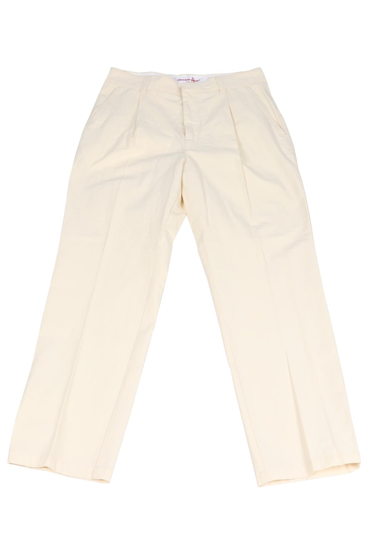 ORLEBAR BROWN CREAM MEN'S COTTON STRAIGHT LEG PANTS W30