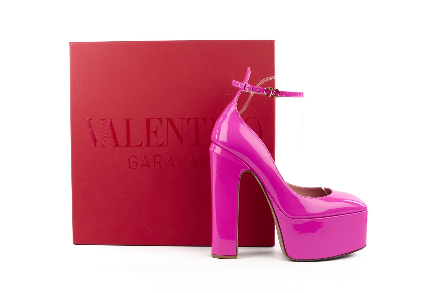 VALENTINO GARAVANI PINK TAN-GO PATENT LEATHER PLATFORM PUMPS EU 39 UK 6 US 9