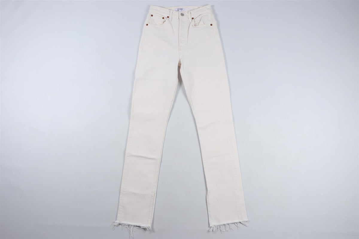 RE/DONE CREAM HIGH RISE STRAIGHT LEG JEANS W24 UK 6