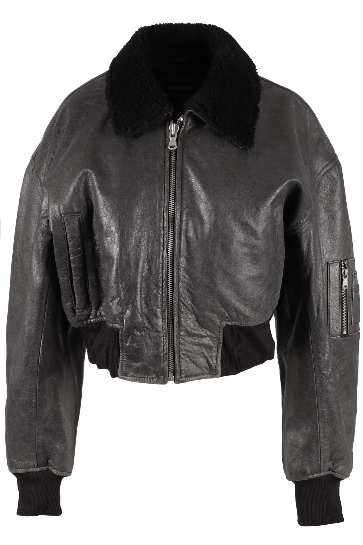 MEOTINE BLACK SHEARLING AND LEATHER JACKET XSMALL - SMALL