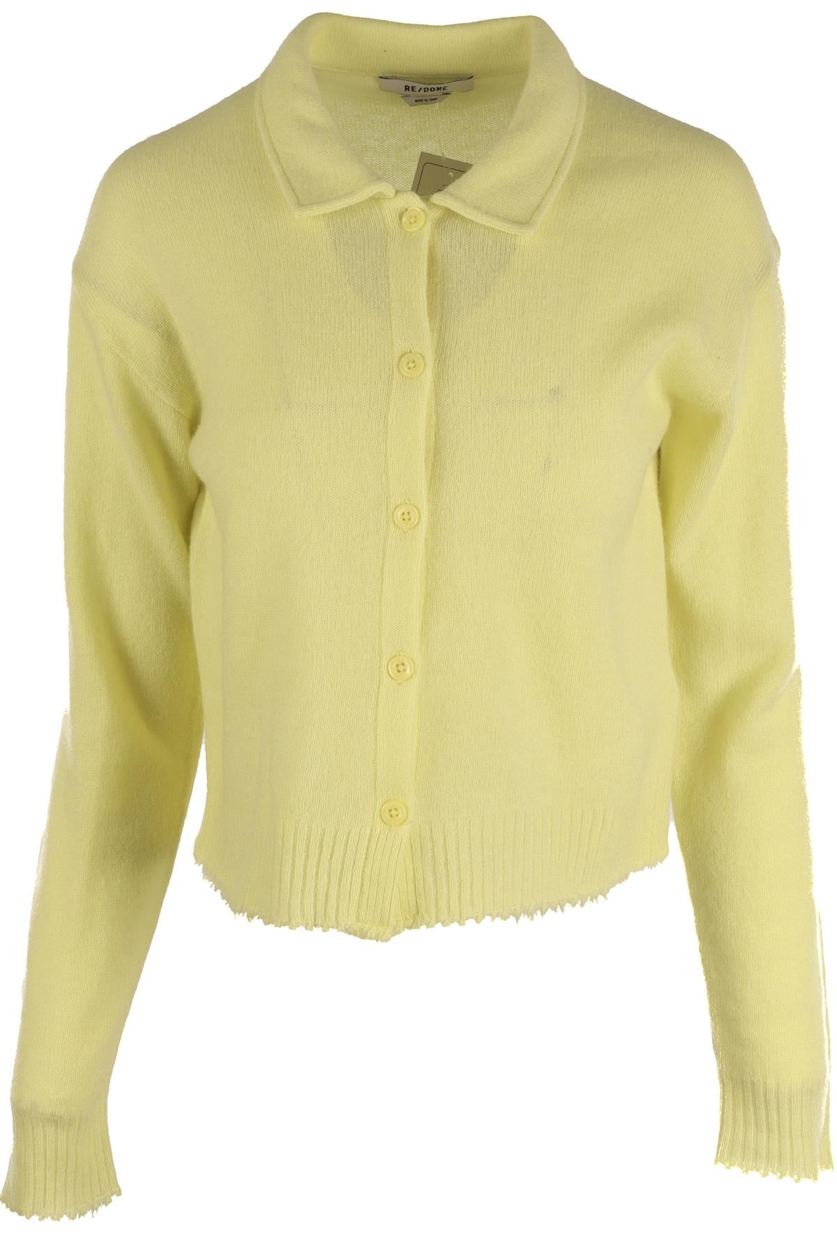 RE/DONE YELLOW CASHMERE CARDIGAN SMALL