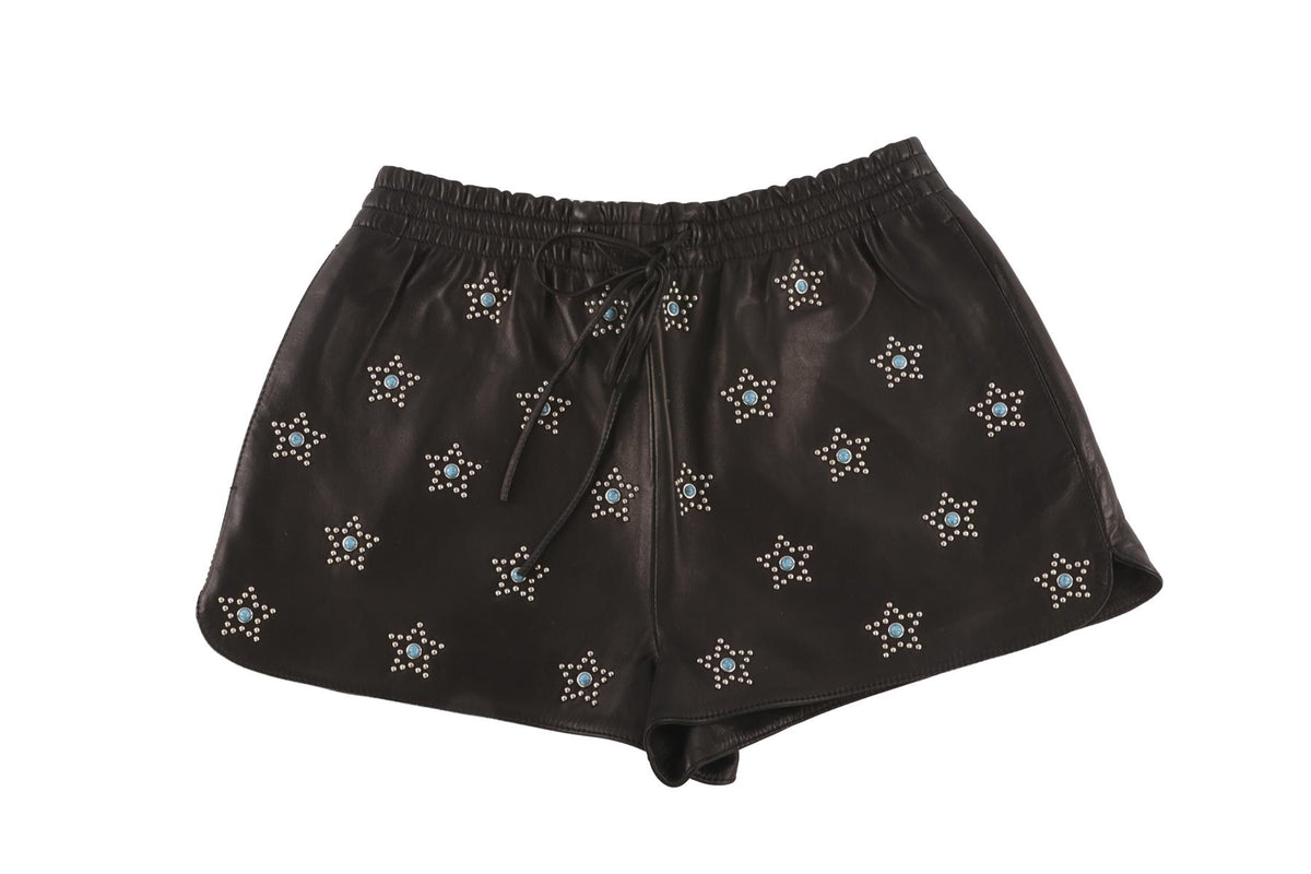 VALENTINO BLACK LEATHER SHORTS IT 42 UK 10
