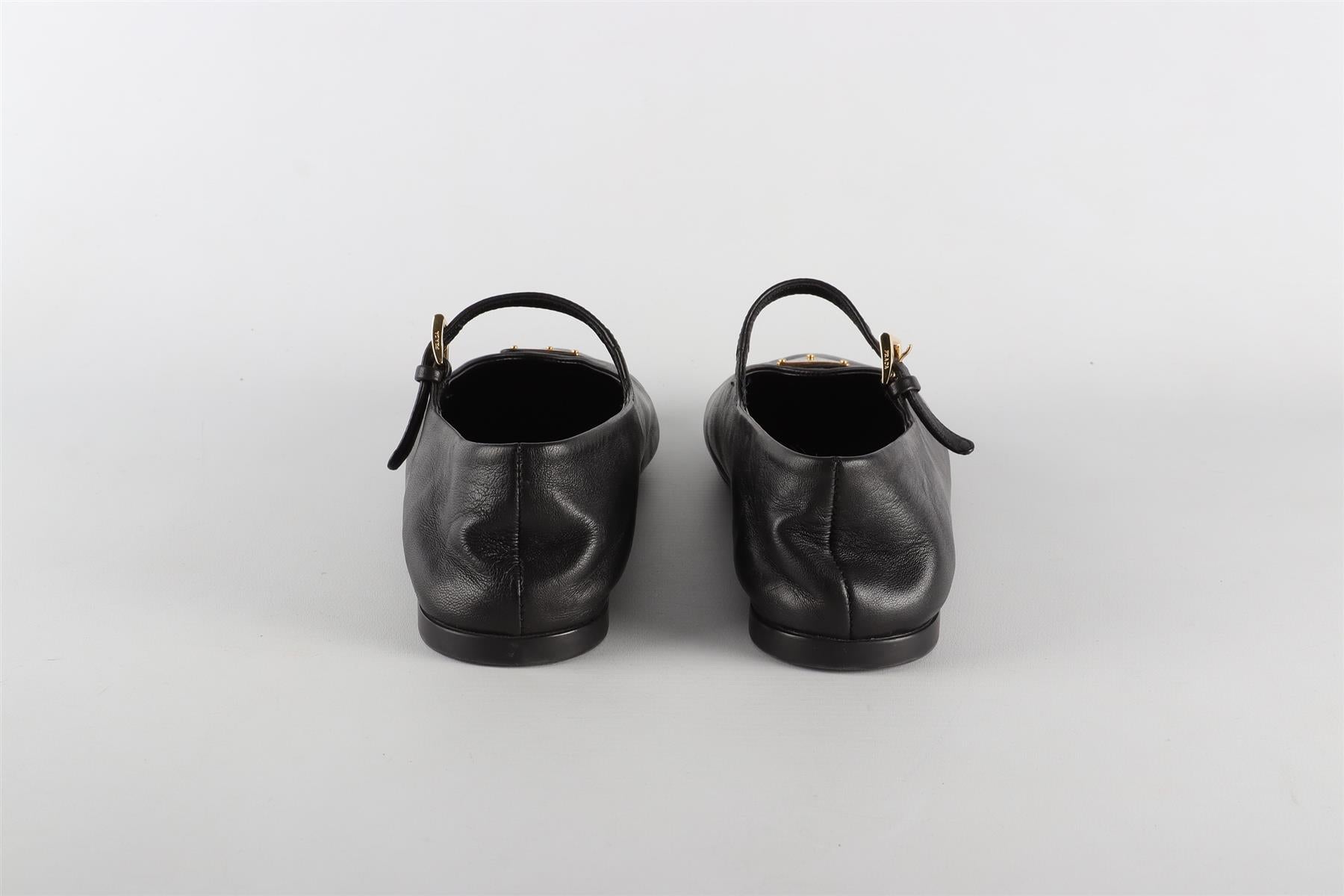 PRADA BLACK LEATHER BALLET FLATS EU 36