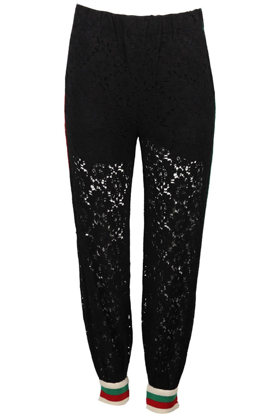 GUCCI BLACK LACE TRACK PANTS IT 36 UK 4