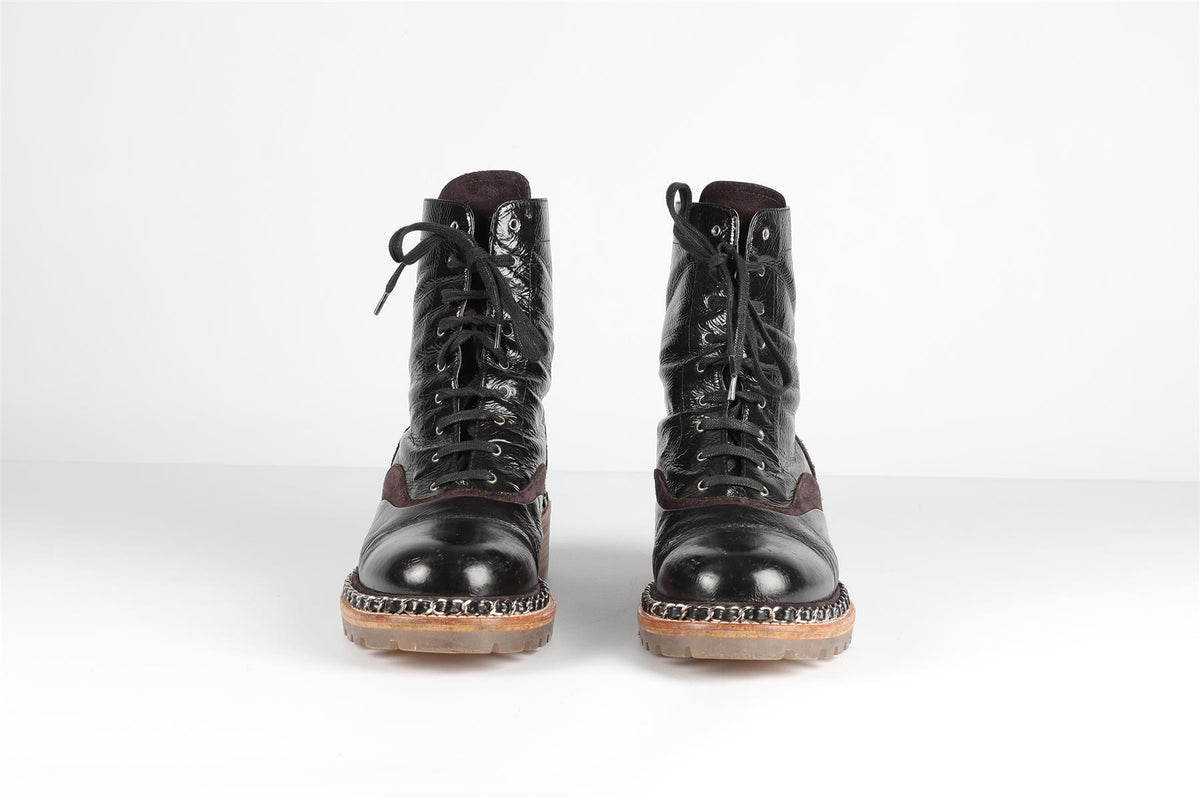 CHANEL BROWN 2015 LEATHER ANKLE BOOTS EU 39 UK 6 US 9