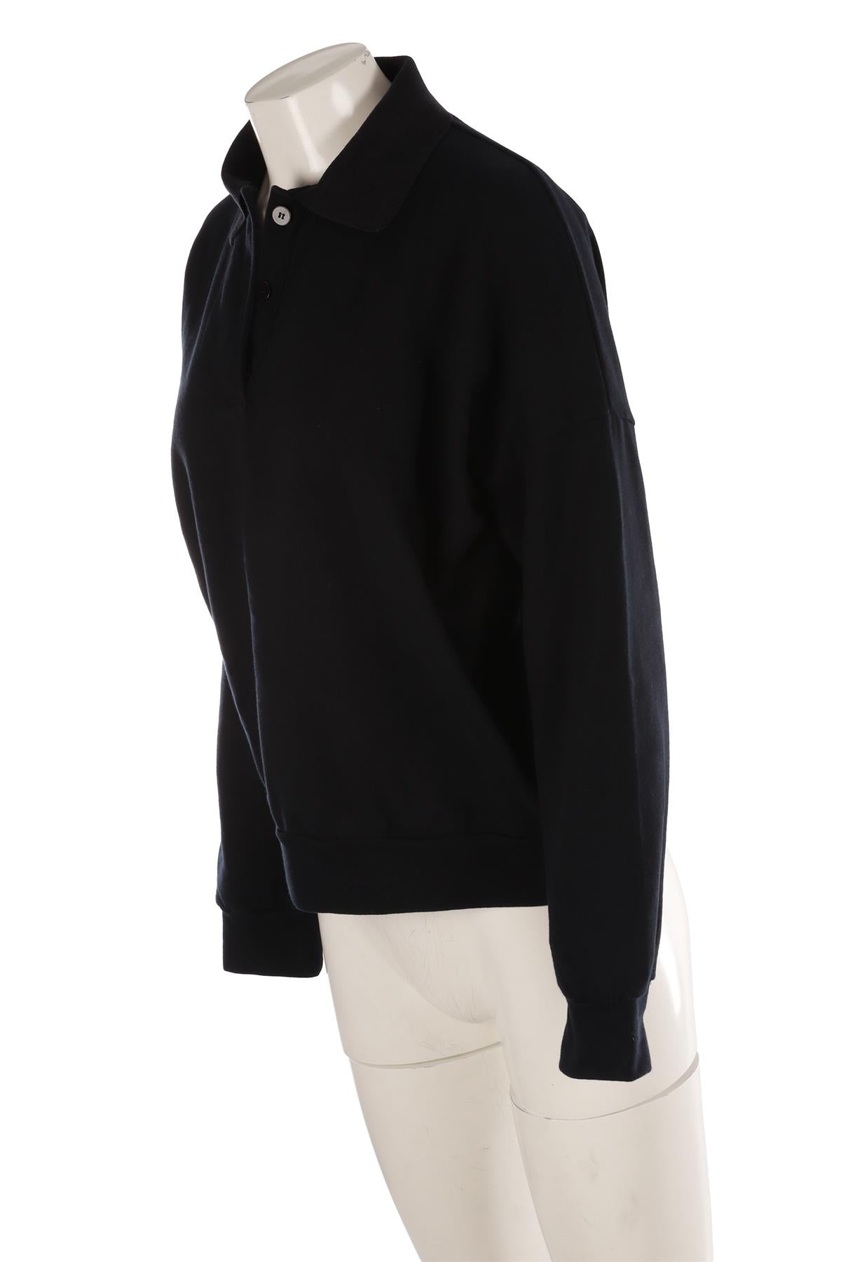 THE ROW NAVY COTTON POLO SWEATSHIRT XSMALL