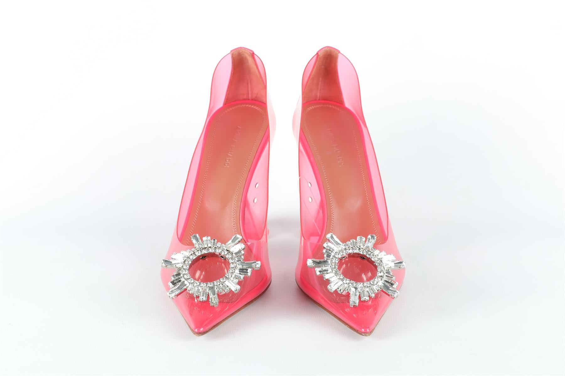 AMINA MUADDI PINK CRYSTAL AND PVC PUMPS EU 38 UK 5 US 8