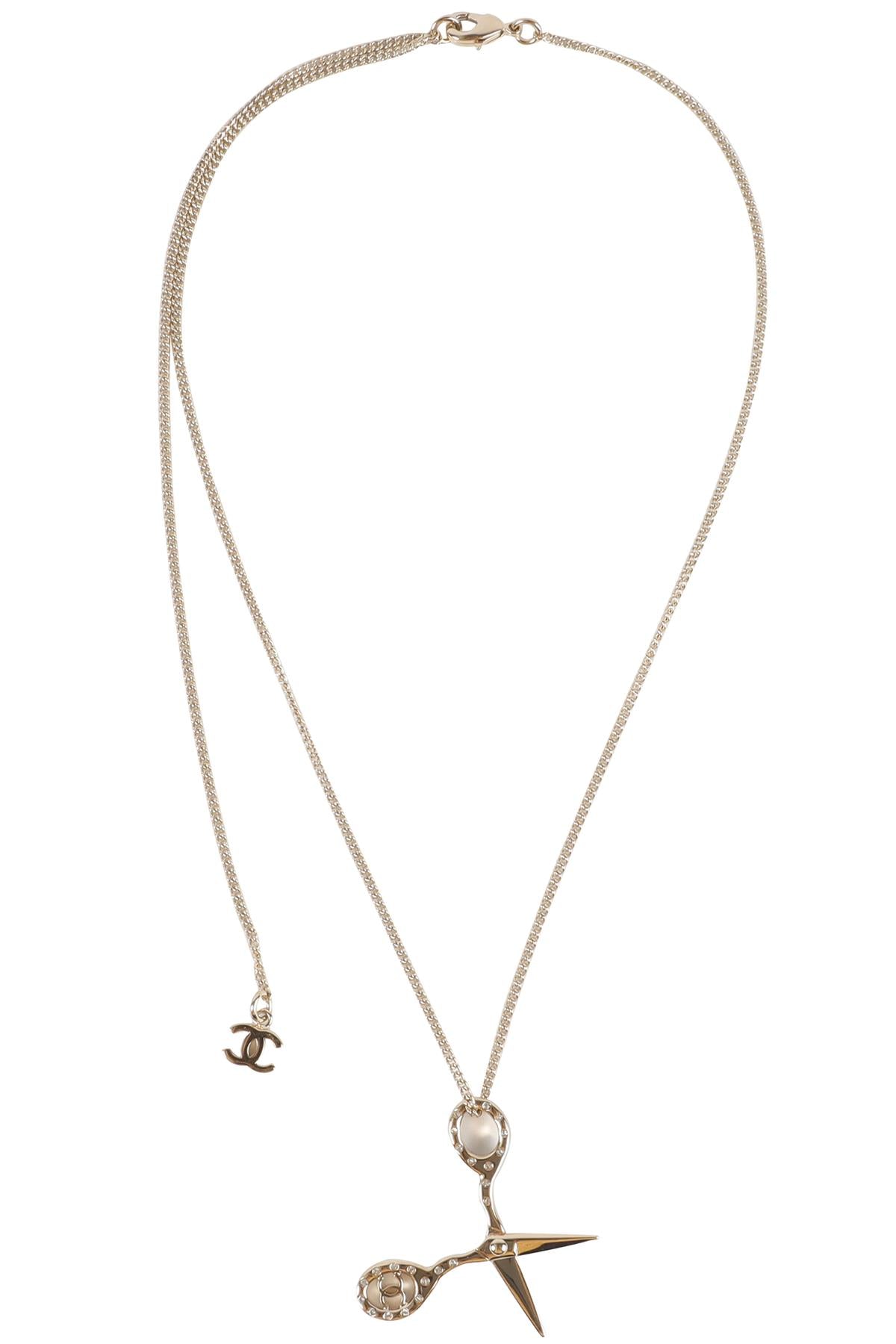 CHANEL SILVER 2021 CC SCISSORS PENDANT NECKLACE