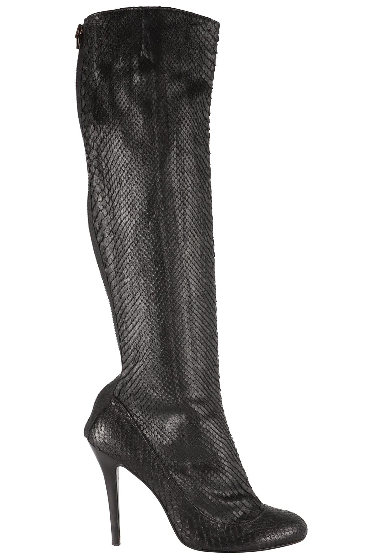 LANVIN BLACK 2003 PYTHON KNEE HIGH BOOTS EU 40 UK 7 US 10