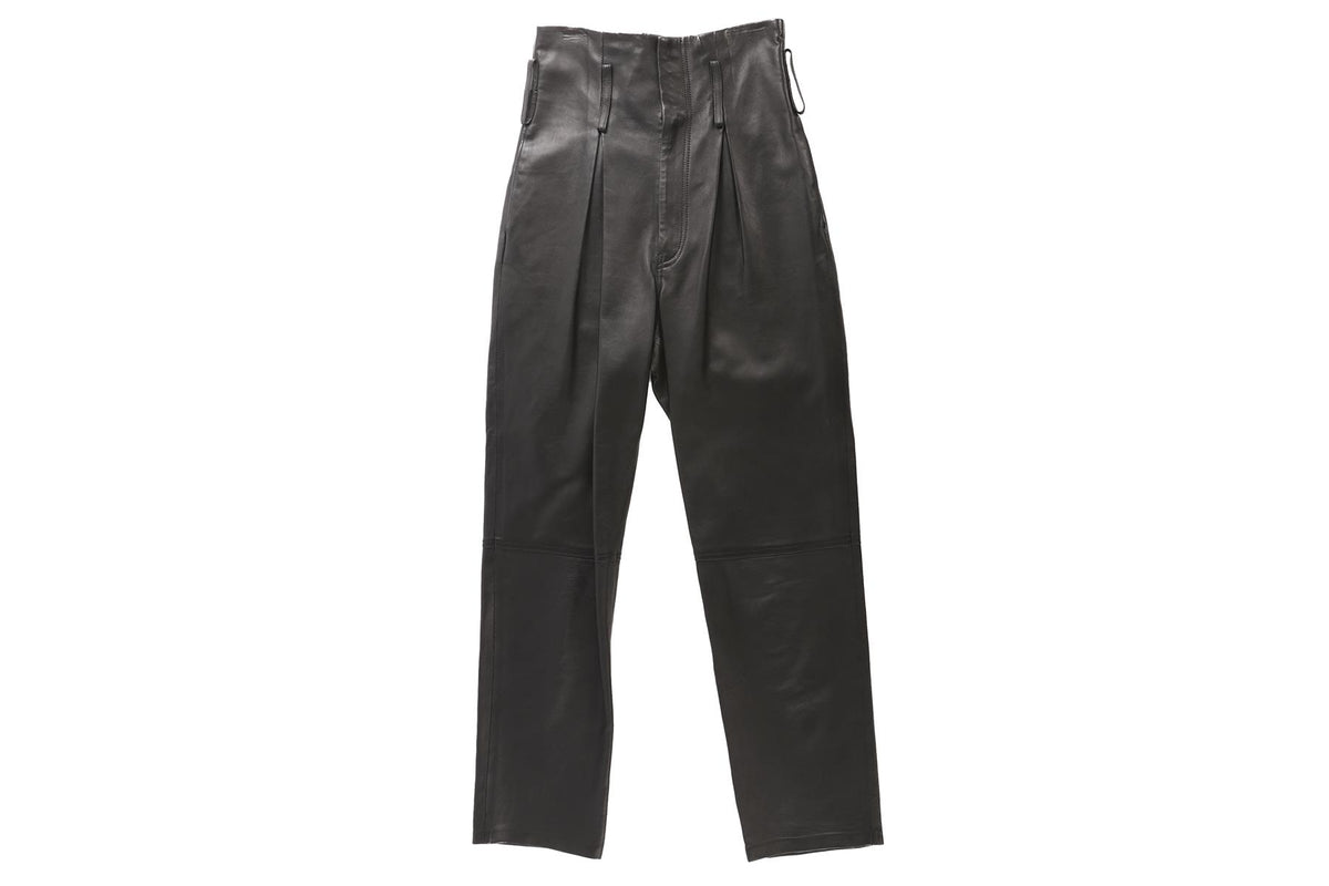 GRLFRND BLACK LEATHER STRAIGHT LEG PANTS W24 UK 6