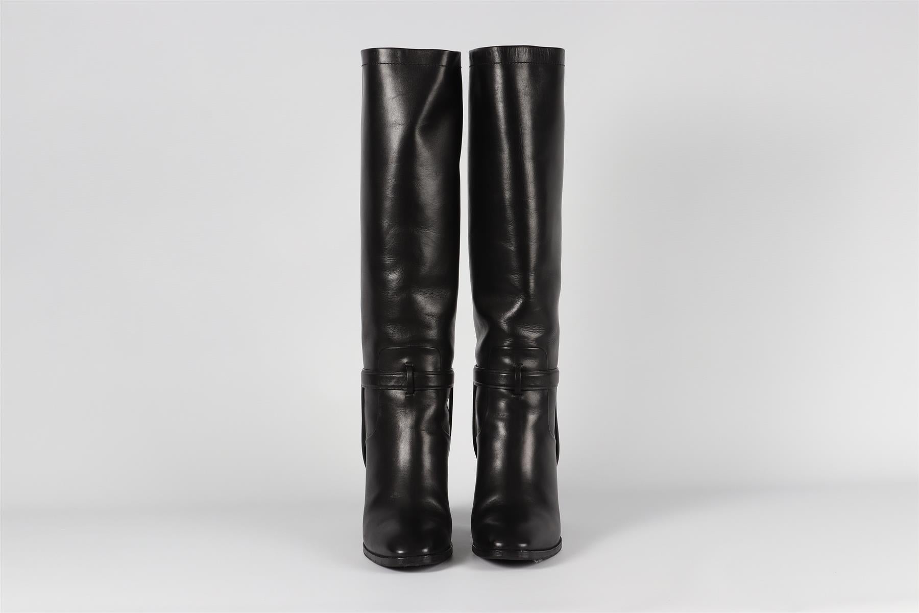 CHRISTIAN DIOR BLACK LEATHER KNEE HIGH BOOTS EU 39 UK 6 US 9