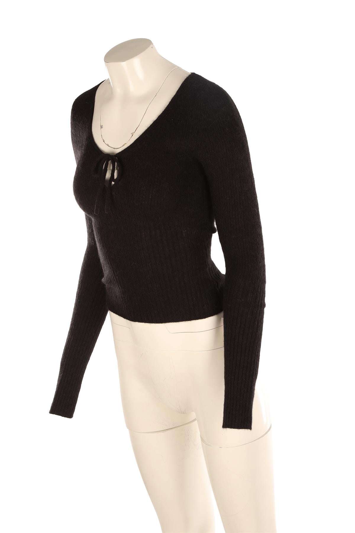 REFORMATION BLACK WOOL TOP XSMALL