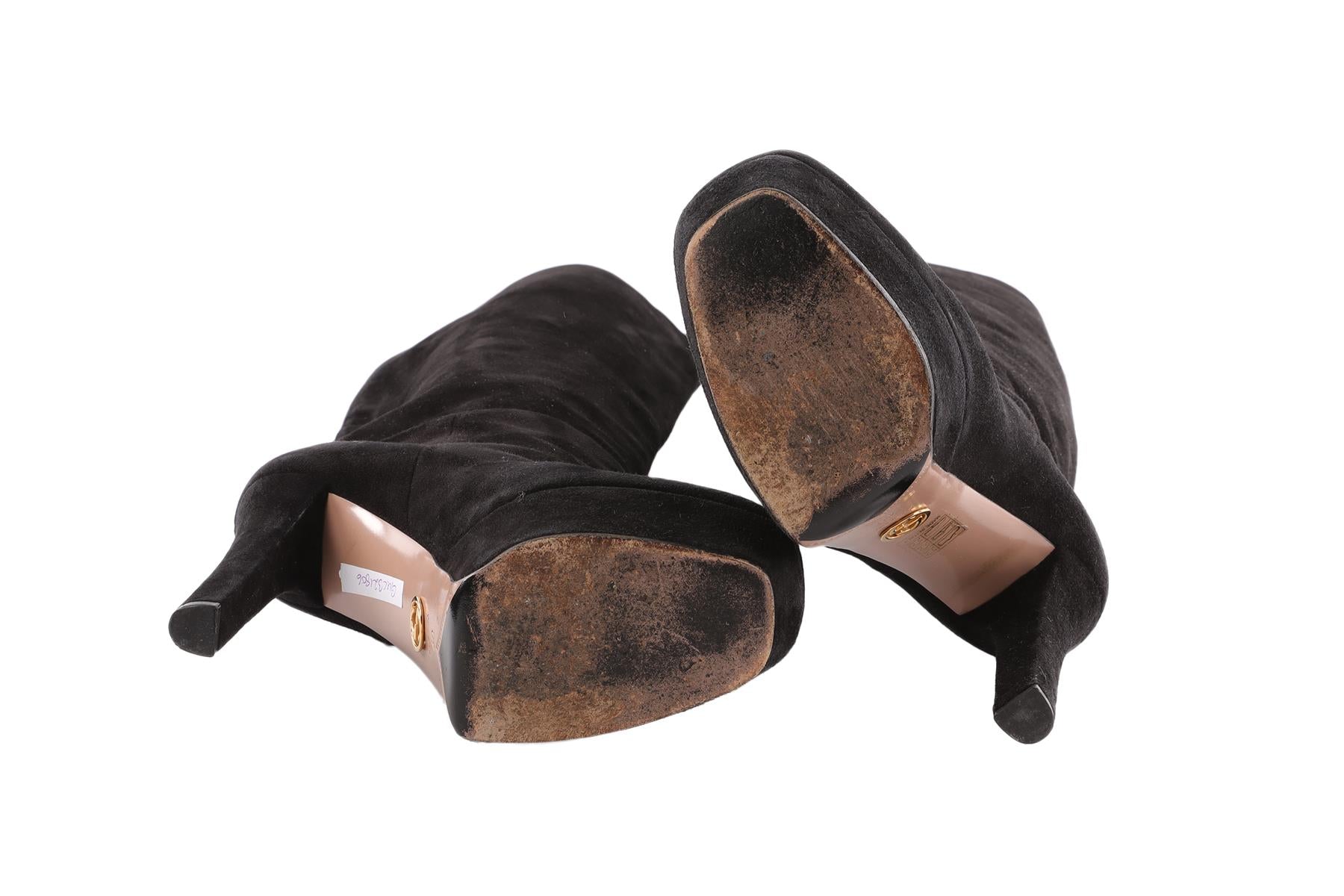 GUCCI BLACK SUEDE KNEE HIGH BOOTS EU 40 UK 7 US 10