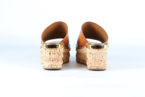CHLOÉ BROWN LEATHER WEDGE MULES EU 38.5 UK 5.5 US 8.5