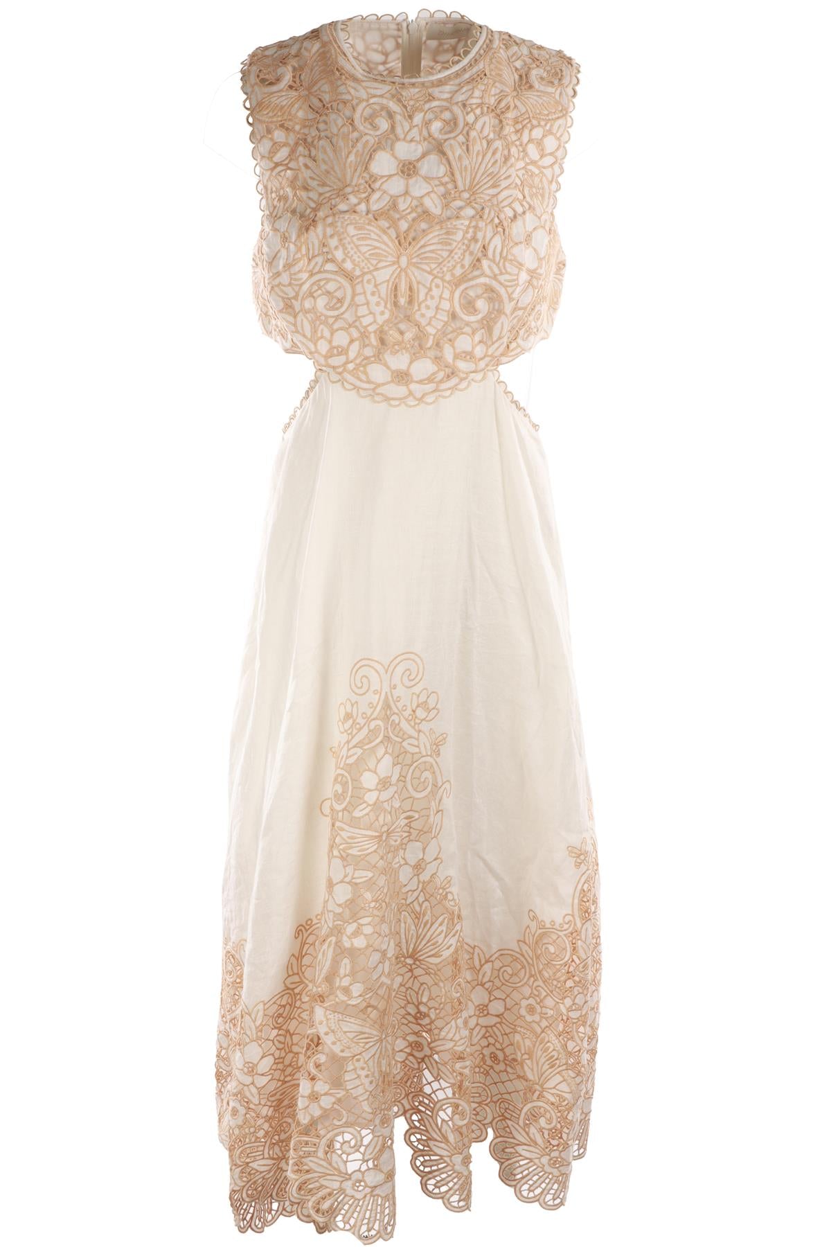 ZIMMERMANN WHITE LINEN MAXI DRESS 2 UK 12
