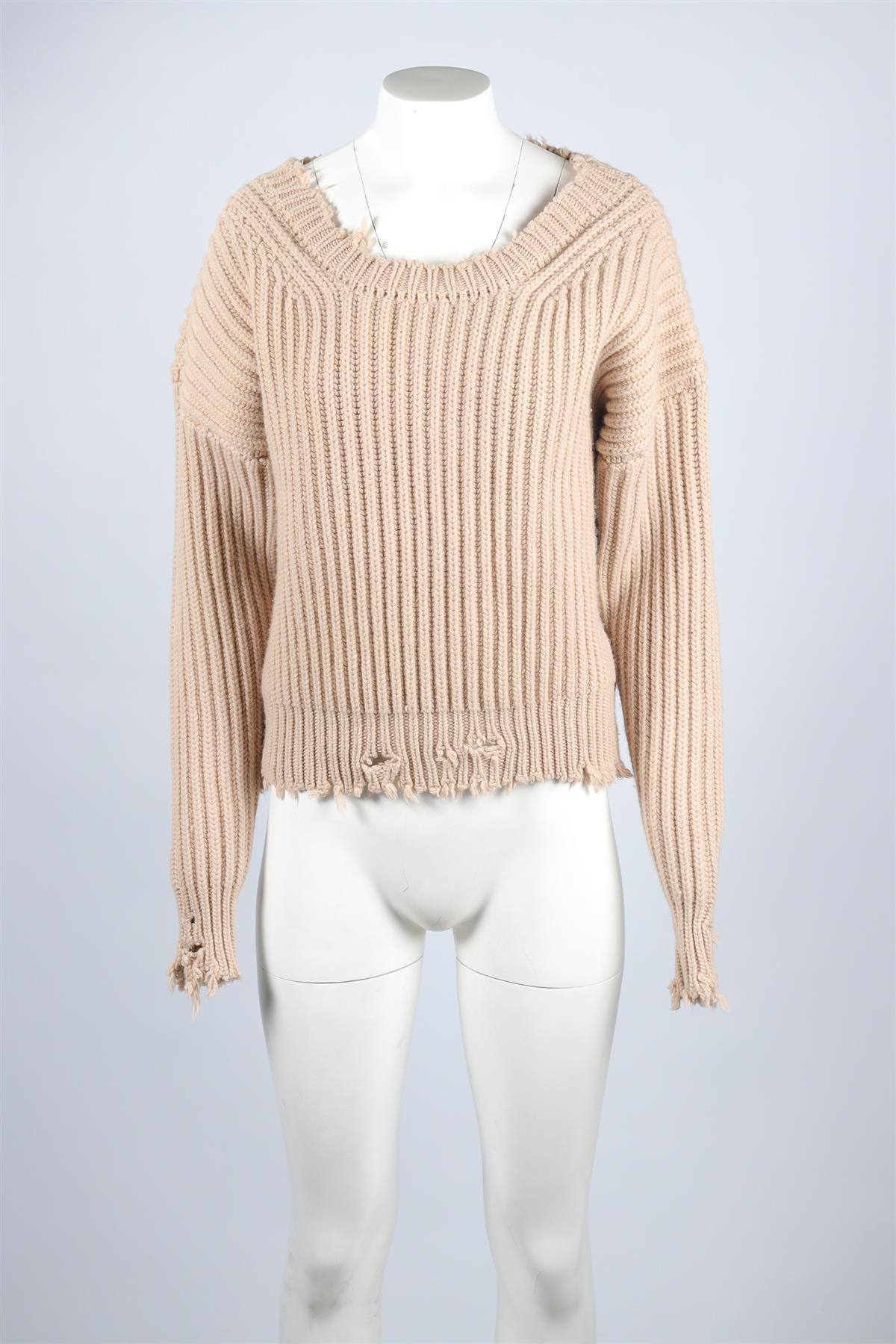 UNRAVEL BY BEN TAVERNITI TAN WOOL SWEATER XXSMALL