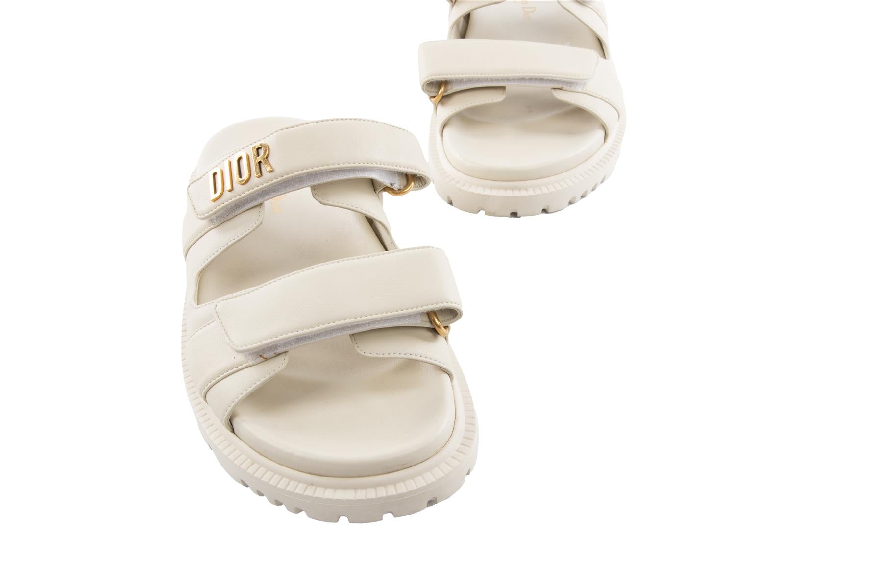 CHRISTIAN DIOR CREAM DIORACT LEATHER SLIDES EU 38 UK 5 US 8