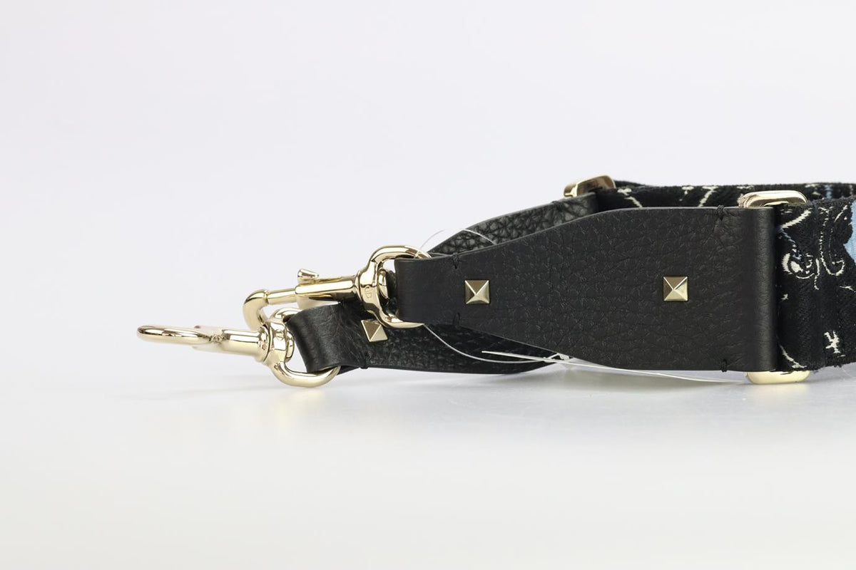 VALENTINO EMBROIDERED CANVAS AND LEATHER BAG STRAP