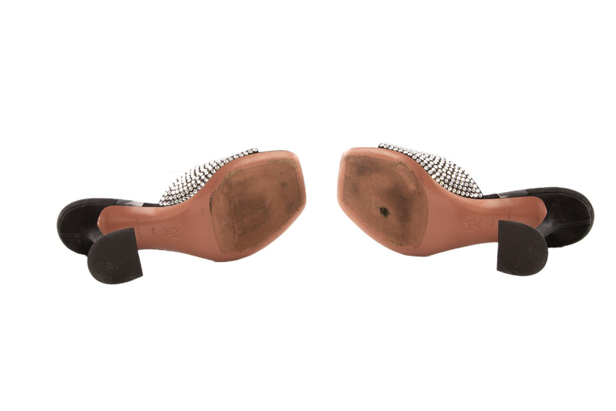 AMINA MUADDI BLACK SUEDE SANDALS EU 35.5