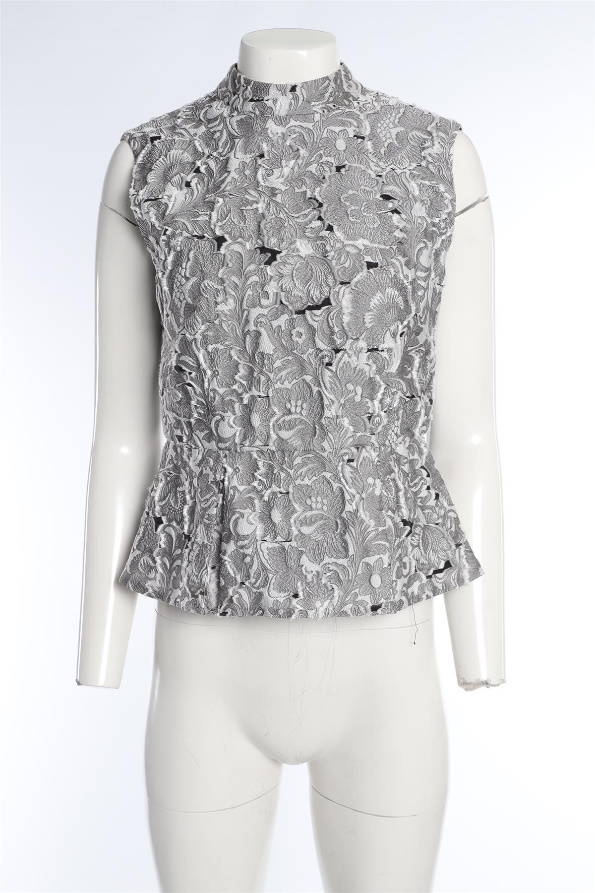 ERDEM GREY JACQUARD TOP UK 12