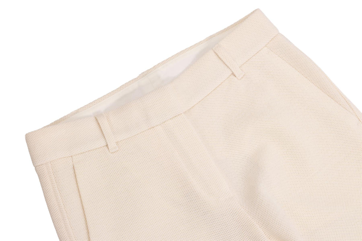 CREAM WOOL STRAIGHT LEG PANTS