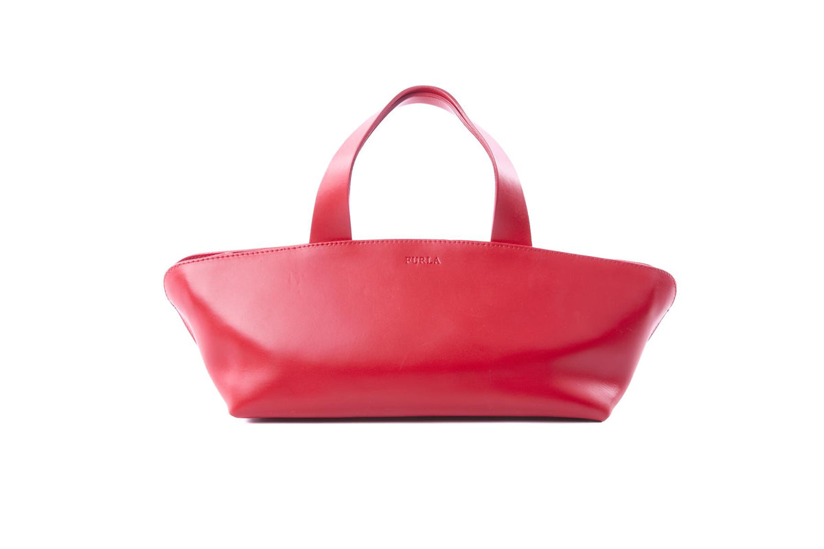 FURLA RED LEATHER TOTE BAG