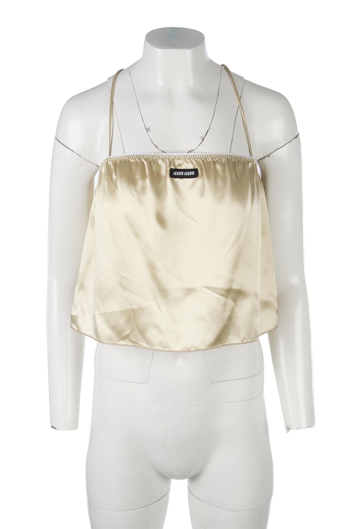 MIU MIU BEIGE SATIN TOP IT 40 UK 8