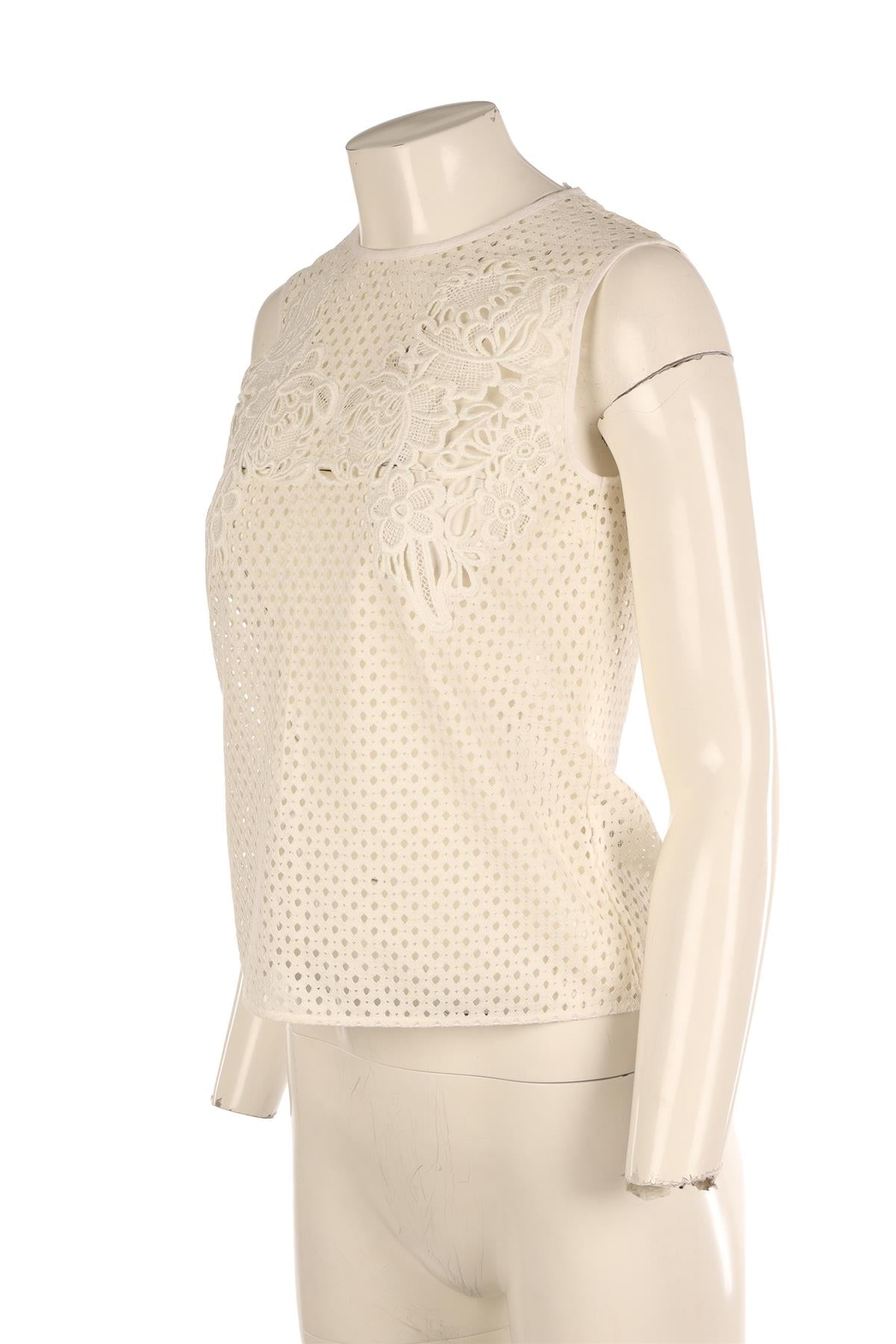 ERDEM WHITE CROCHET TOP UK 8