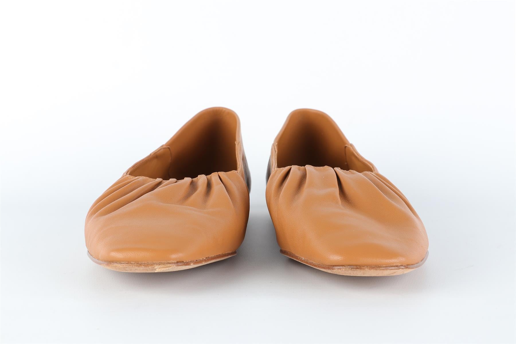 VINCE TAN LEATHER BALLET FLATS EU 38.5 UK 6.5 US 9.5