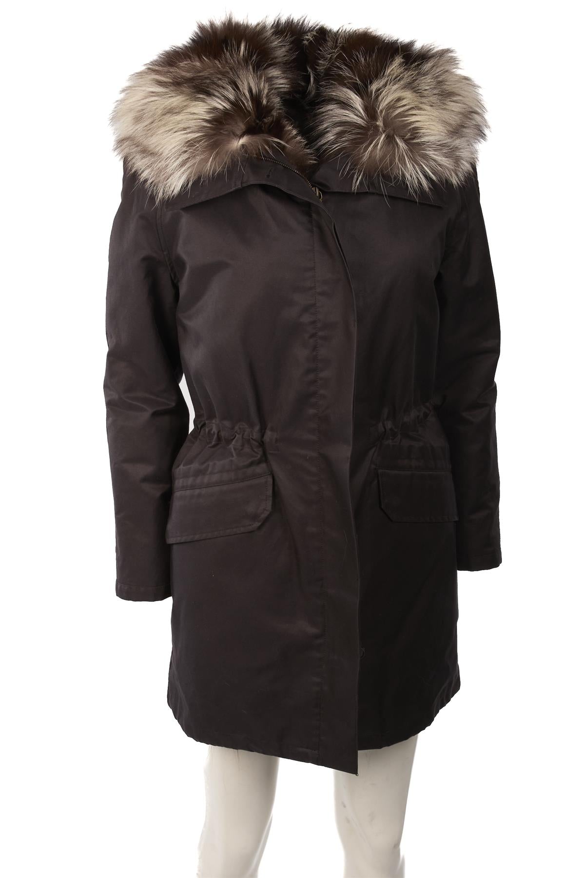 ARMY BY YVES SALOMON BLACK FOX FUR COAT FR 32 UK 4