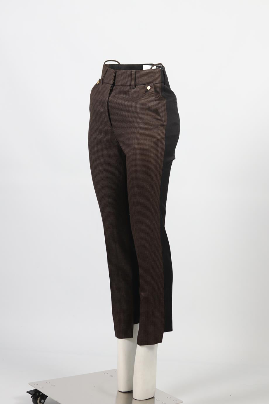 PETAR PETROV HOUNDSTOOTH WOOL STRAIGHT LEG PANTS FR 36 UK 8