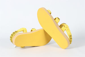 CHANEL YELLOW 2022 CHAIN AND TWEED SANDALS EU 38 UK 5 US 8