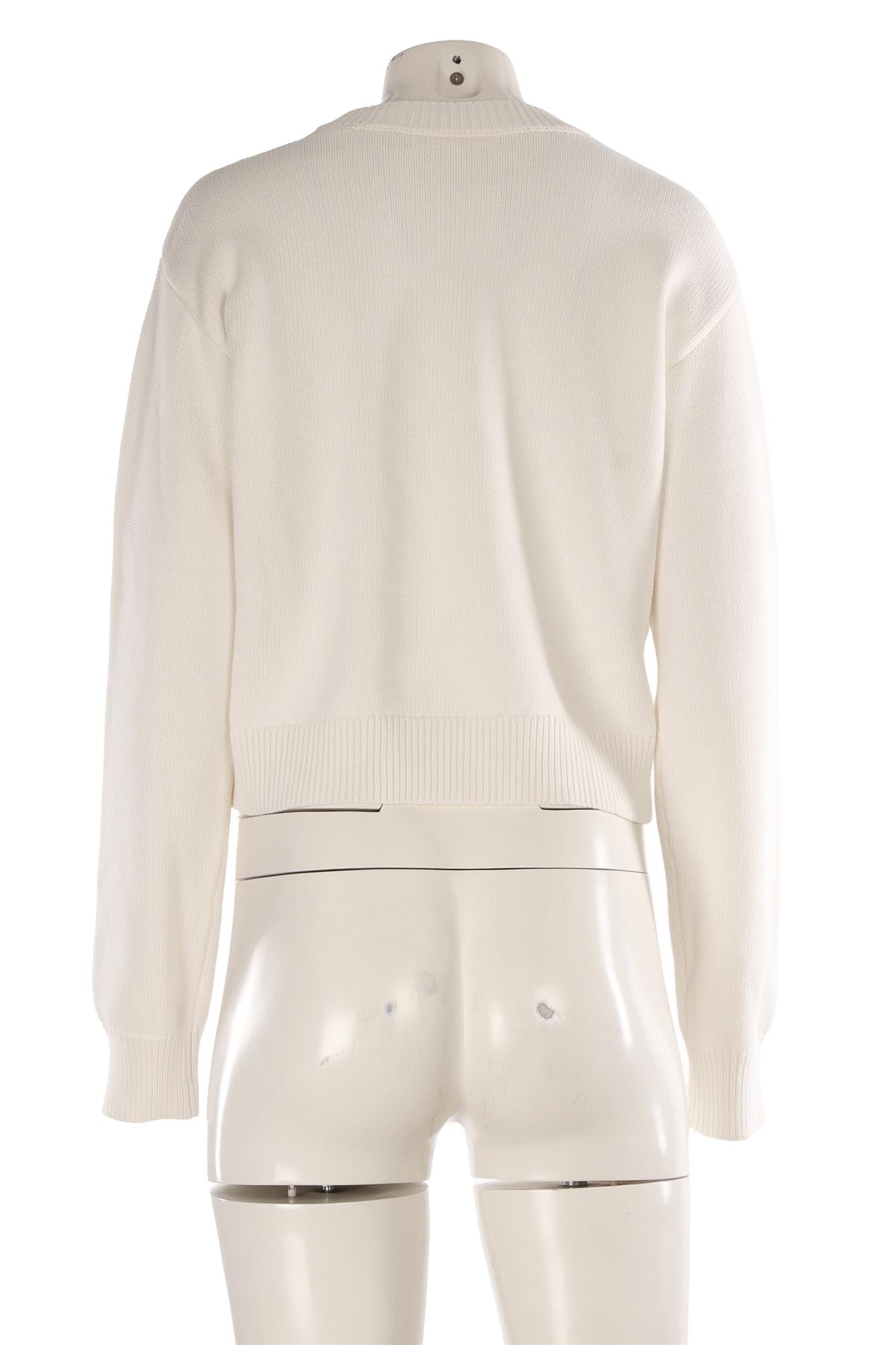 LOVESHACKFANCY WHITE COTTON SWEATER XXSMALL