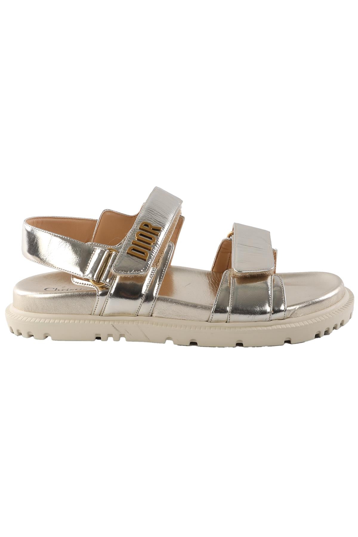 CHRISTIAN DIOR GOLD DIORACT LEATHER SANDALS EU 38 UK 5 US 8