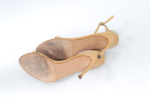 CH CAROLINA HERERA NUDE PANTENT LEATHER SANDALS EU 36 UK 3 US 6