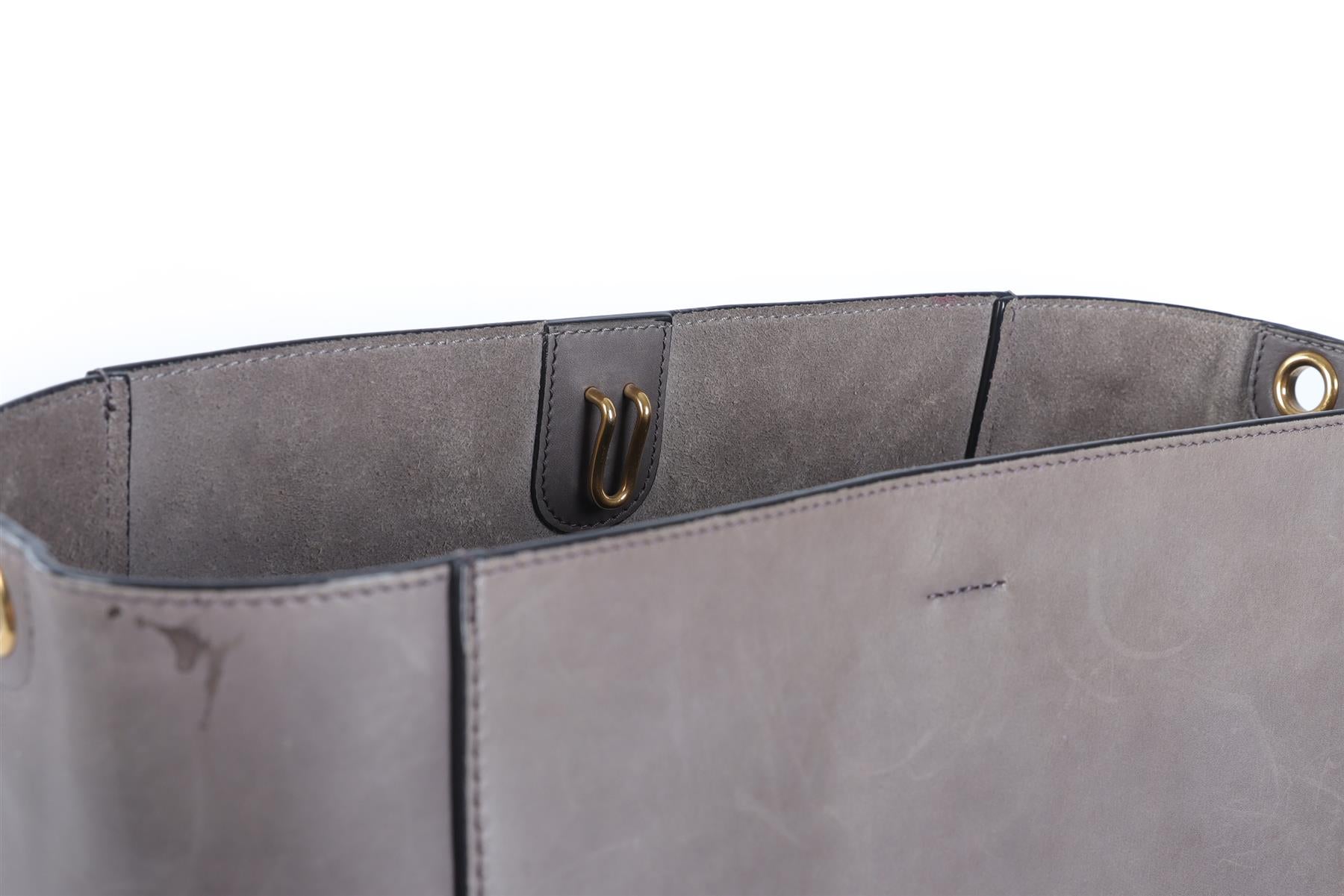 CELINE GREY SANGLE LEATHER SHOULDER BAG