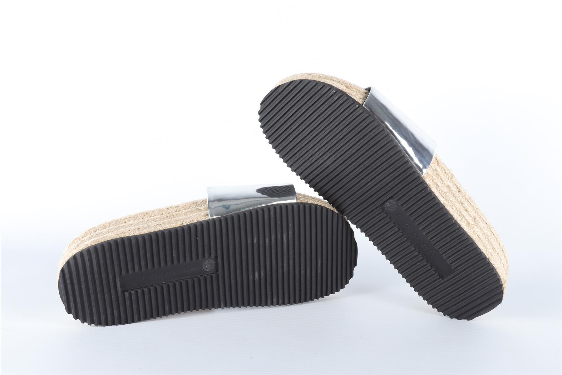 ALEXANDER WANG SILVER LEATHER SLIDES EU 36.5 UK 3.5 US 6.5