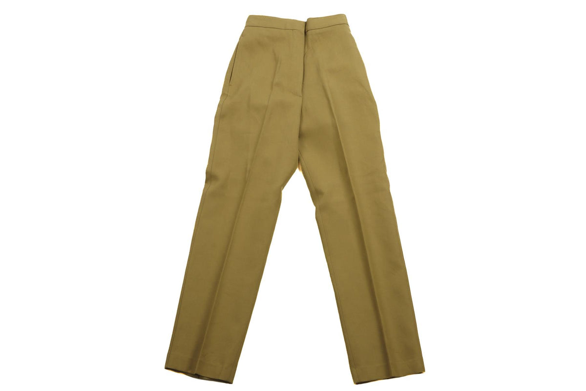 RAEY GREEN COTTON STRAIGHT LEG PANTS UK 6