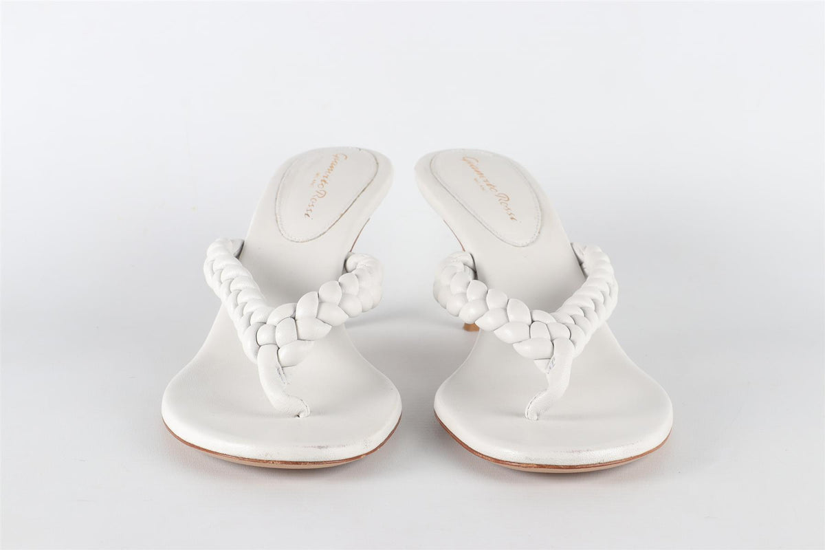 GIANVITO ROSSI WHITE LEATHER THONG SANDALS EU 39 UK 6 US 9