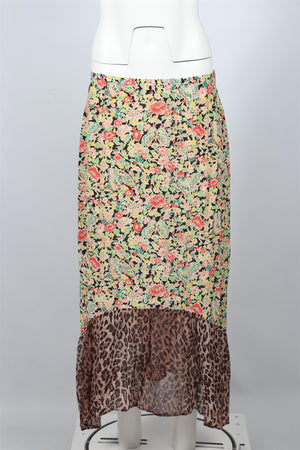 RIXO MULTICOLOURED SILK PRINTED SKIRT UK 14